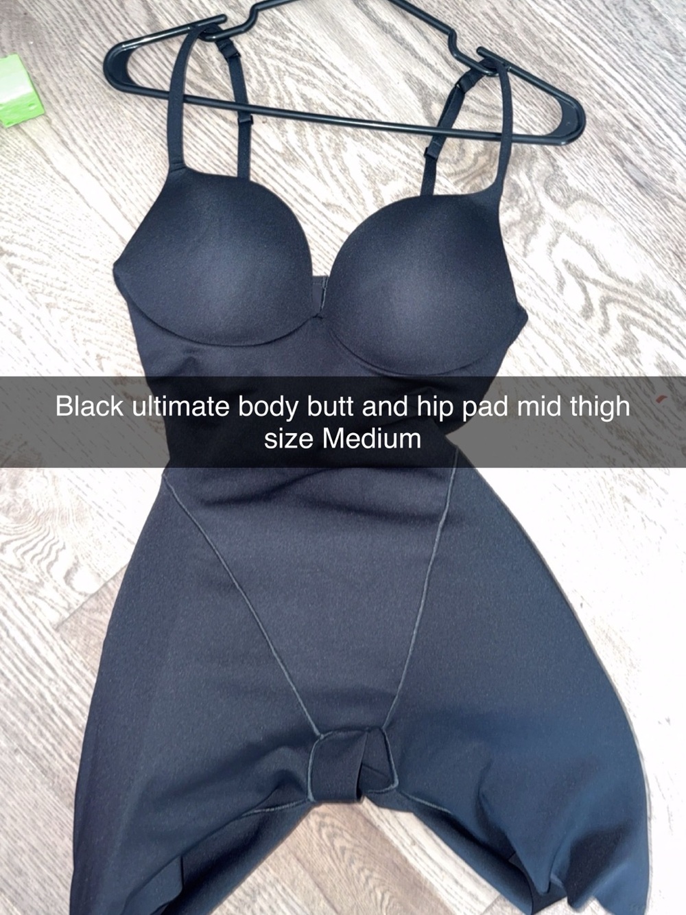 SKIMS Black Mid-Thigh Shaping Bodysuit with Padded Hips